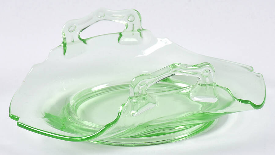 Mt. Pleasant Green Footed Bon Bon by Smith Glass -1