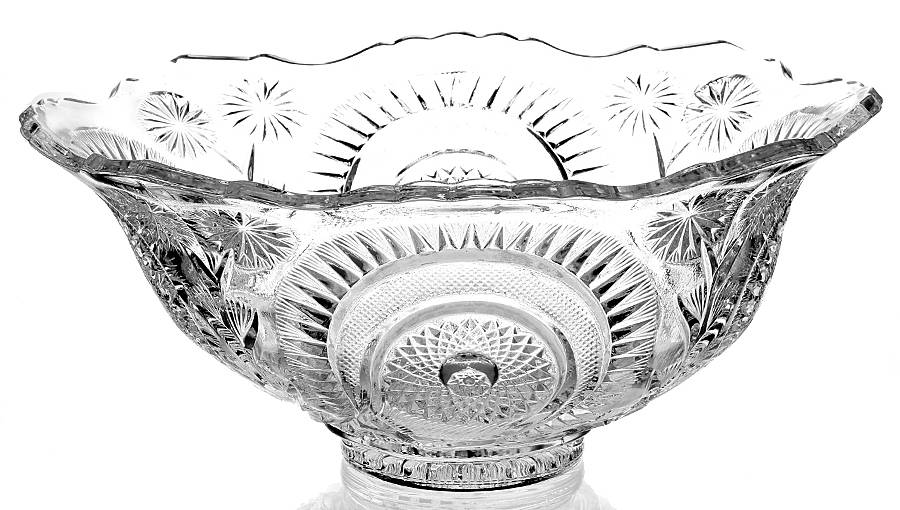 Pinwheel & Stars Flared Punch Bowl by Smith Glass -1