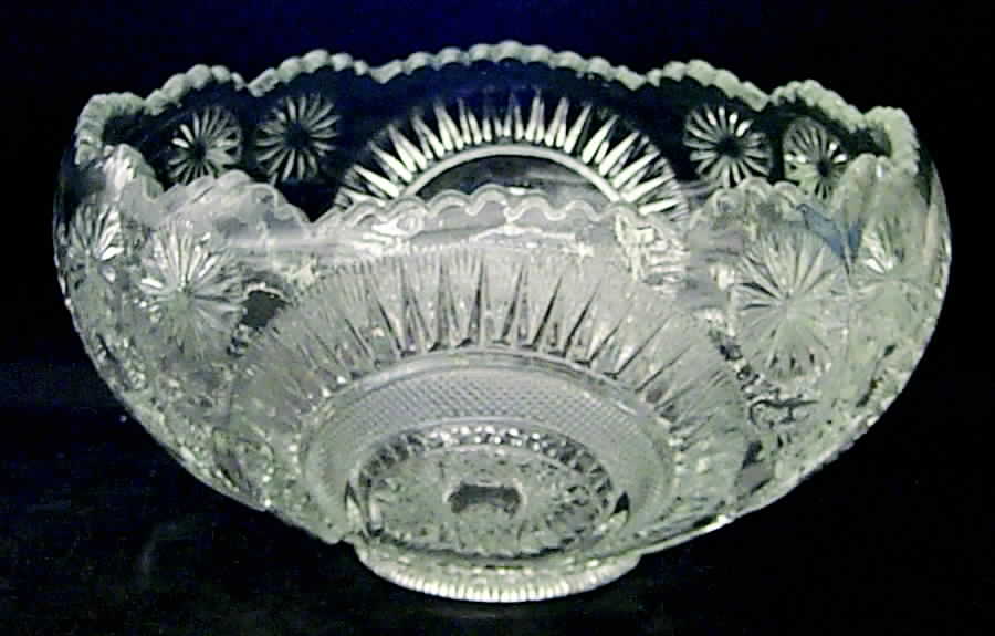 Pinwheel & Stars Cupped Punch Bowl by Smith Glass -1
