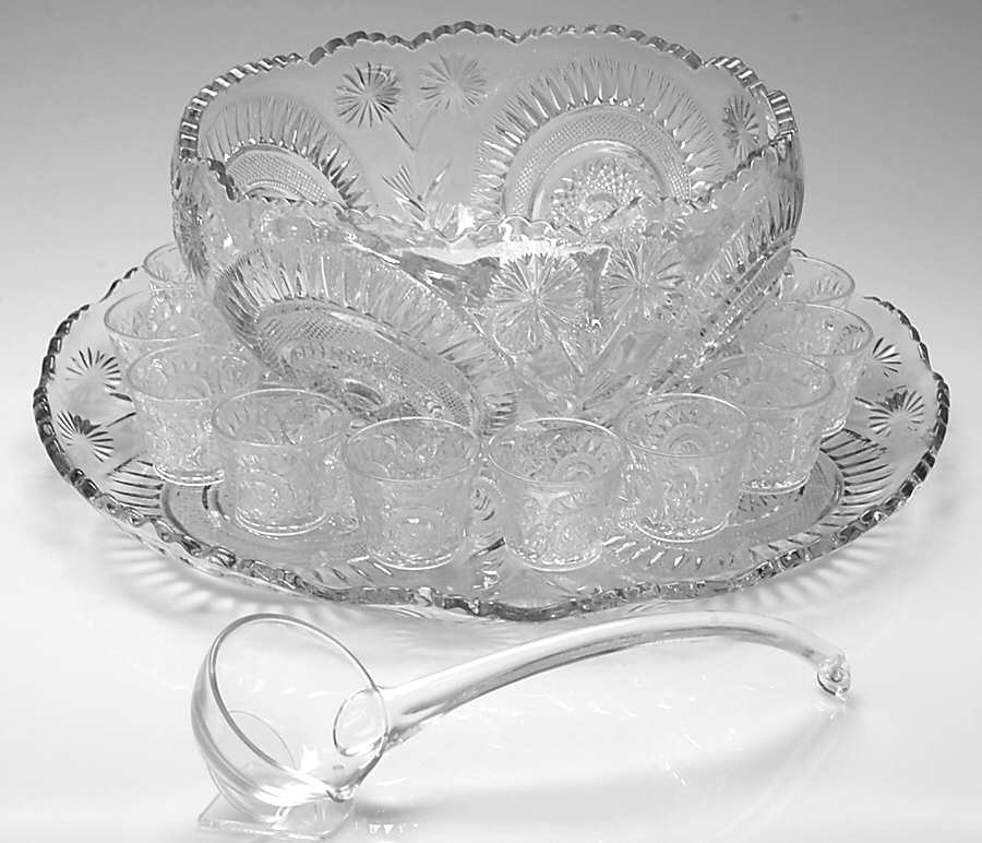 Pinwheel & Stars (15 Pc) Punch Set (Bowl,Undplate,Ladle,12 PCUM4) by Smith Glass -1