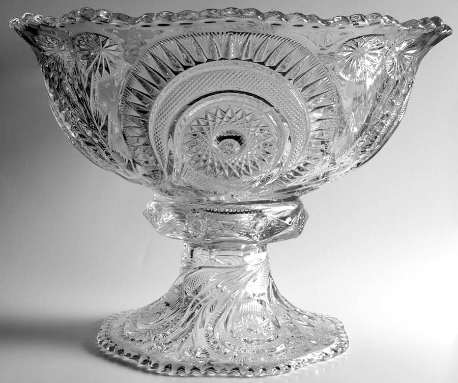Pinwheel & Stars Flared Punch Bowl W/Stand by Smith Glass -1