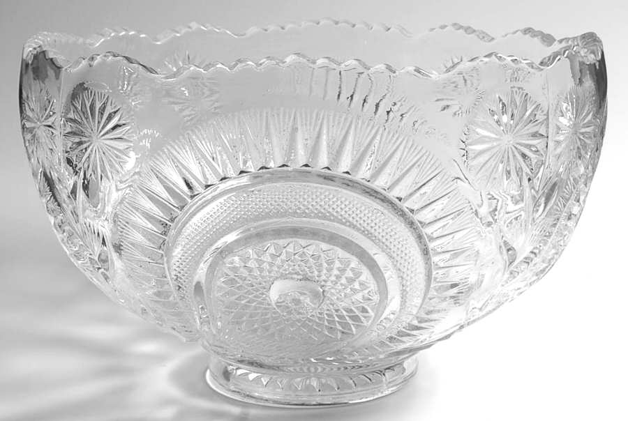 Pinwheel & Stars Cupped Punch Bowl by Smith Glass -1