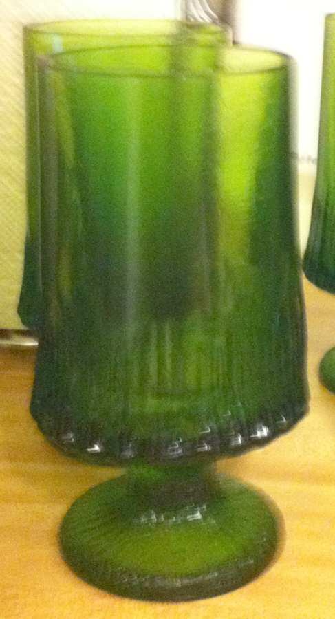 Sculptura II Green Water Goblet by Smith Glass -1