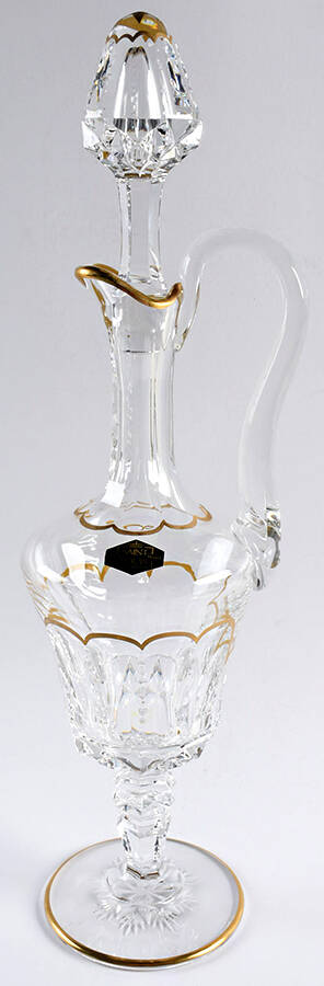 Excellence (Gold Trim) Handled Wine Decanter & Stopper by St Louis-1