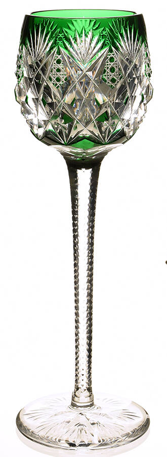 Florence (Pineapple Cut) Emerald Green Hock Wine by St Louis-1