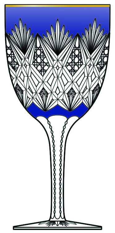 Florence Blue Gold Water Goblet by St Louis-1