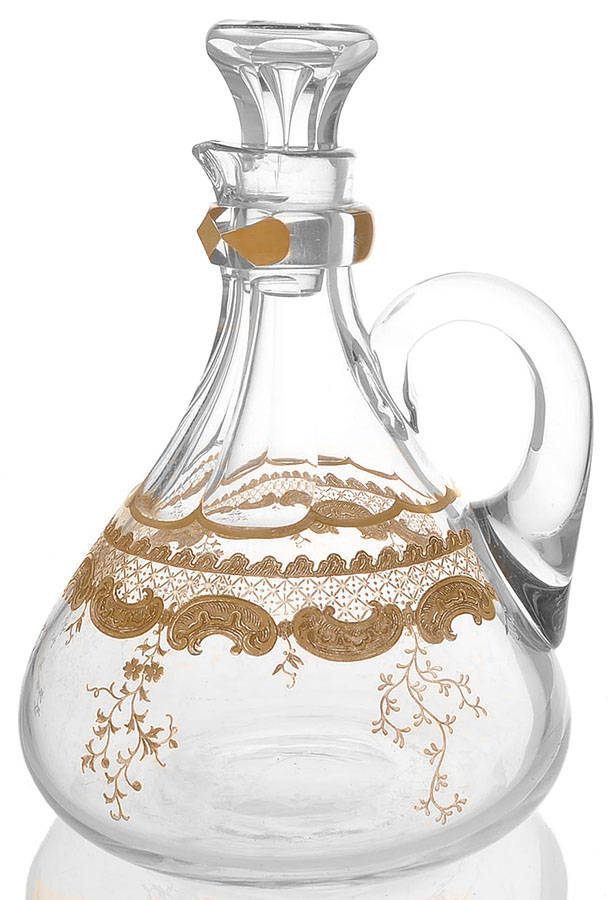 Massenet Clear (Gold Encrusted) Cruet & Stopper by St Louis-1