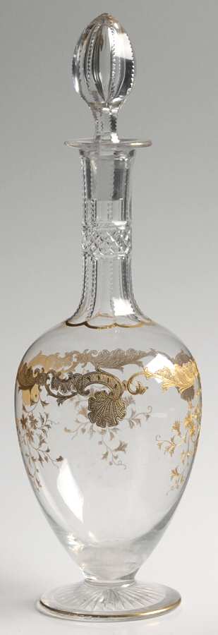 Massenet Clear (Gold Encrusted) Cordial Decanter & Stopper by St Louis-1