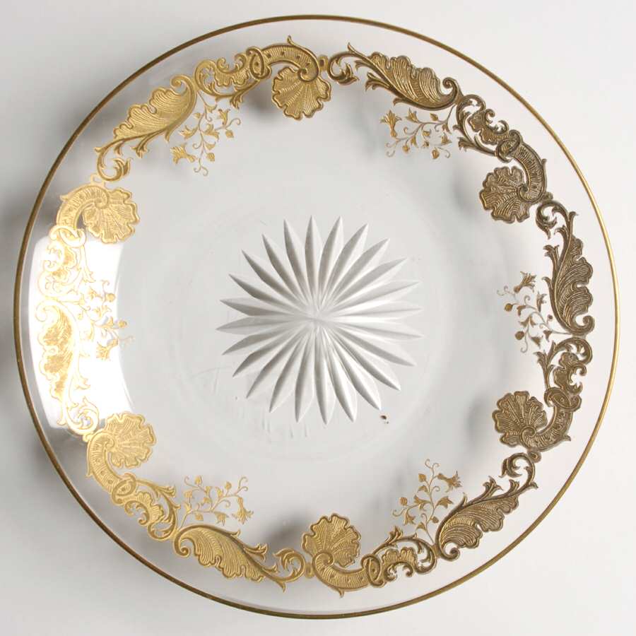 Massenet Clear (Gold Encrusted) Ice Plate by St Louis-1