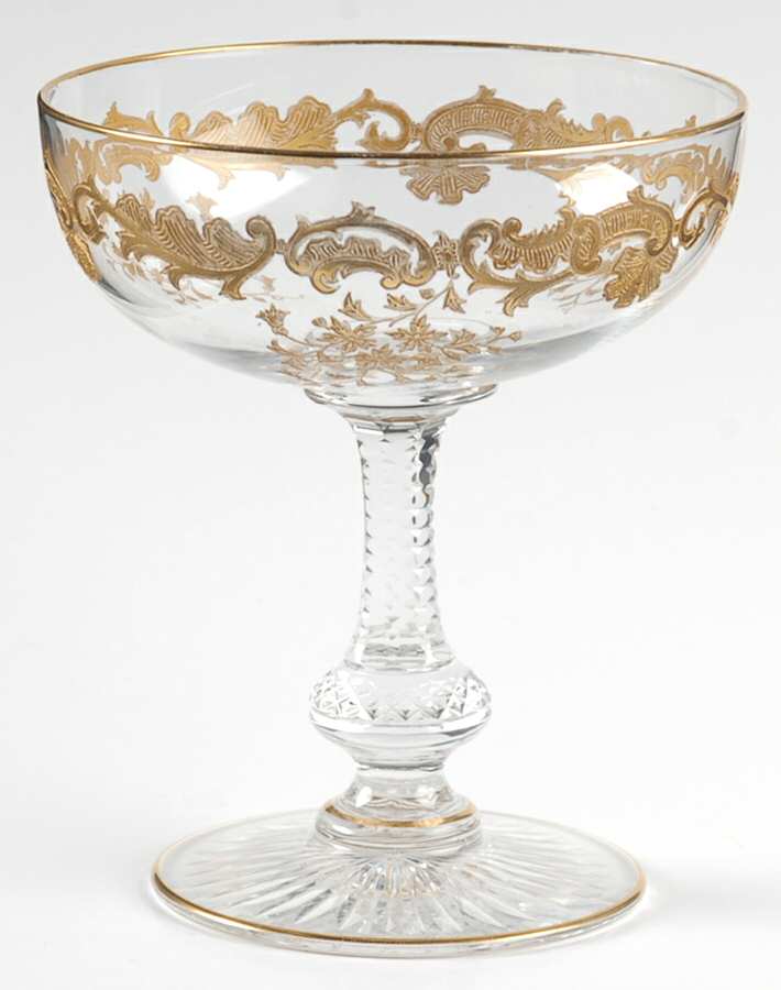 Massenet Clear (Gold Encrusted) Champagne/Tall Sherbet by St Louis-1