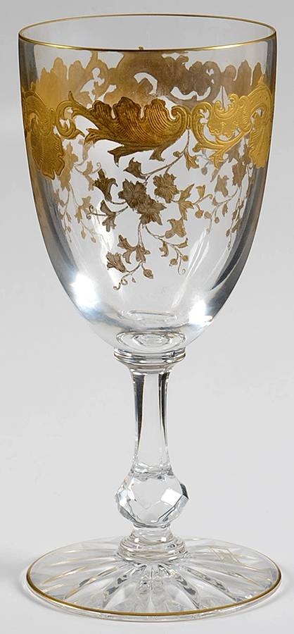 Massenet Clear (Gold Encrusted) Continental Goblet by St Louis-1