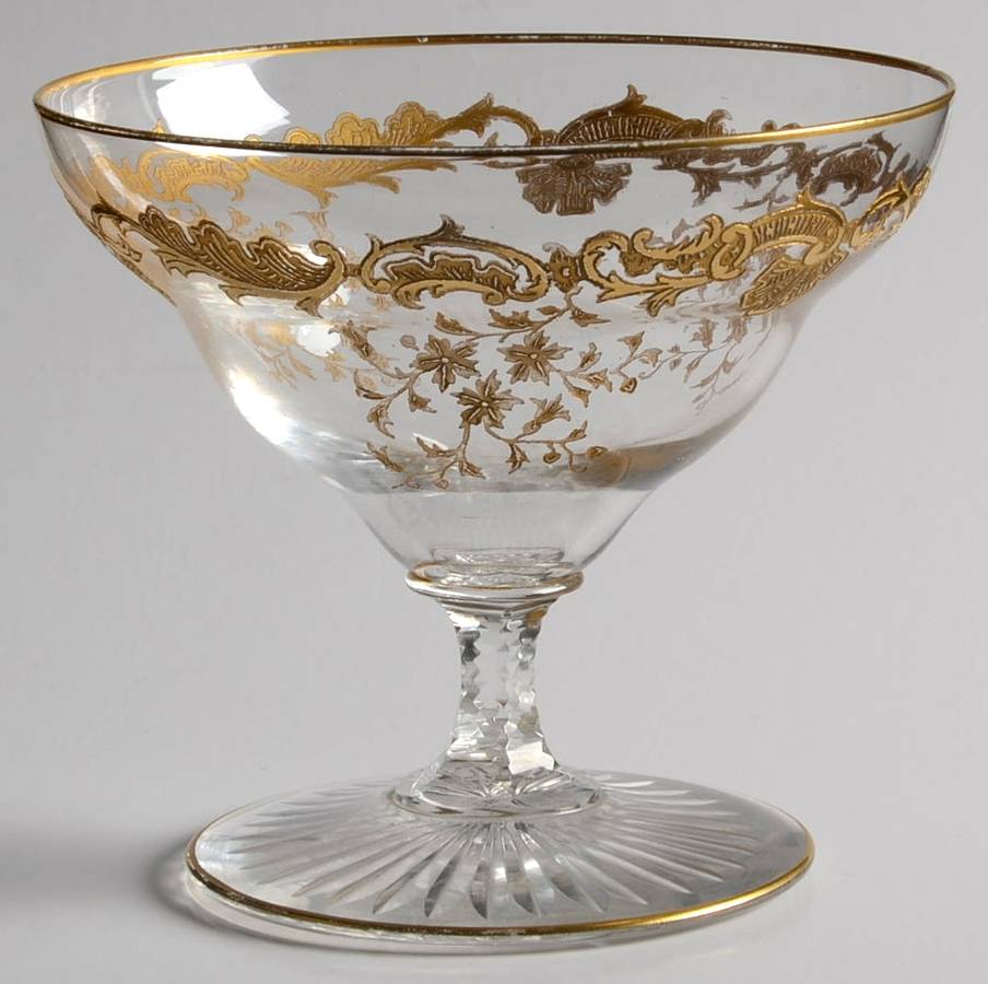 Massenet Clear (Gold Encrusted) Low Sherbet by St Louis-1