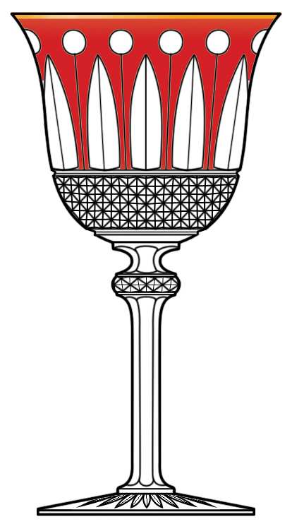 Tommy Red Water Goblet with Gold Trim by St Louis-1