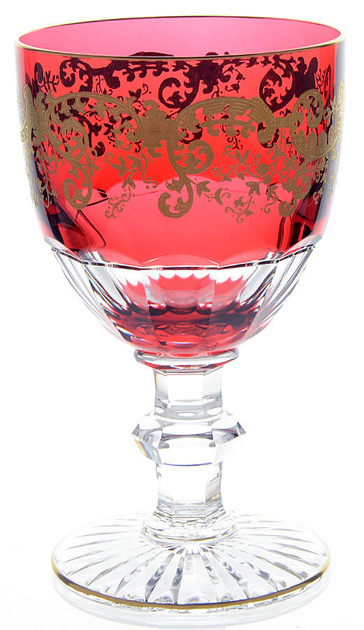 Trianon Cased Red (Gold Trim) Water Goblet by St Louis-1