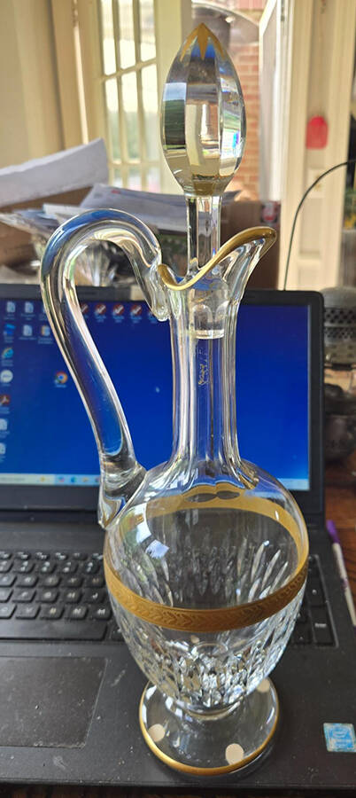 Trevi Handled Wine Decanter & Stopper by St Louis-1