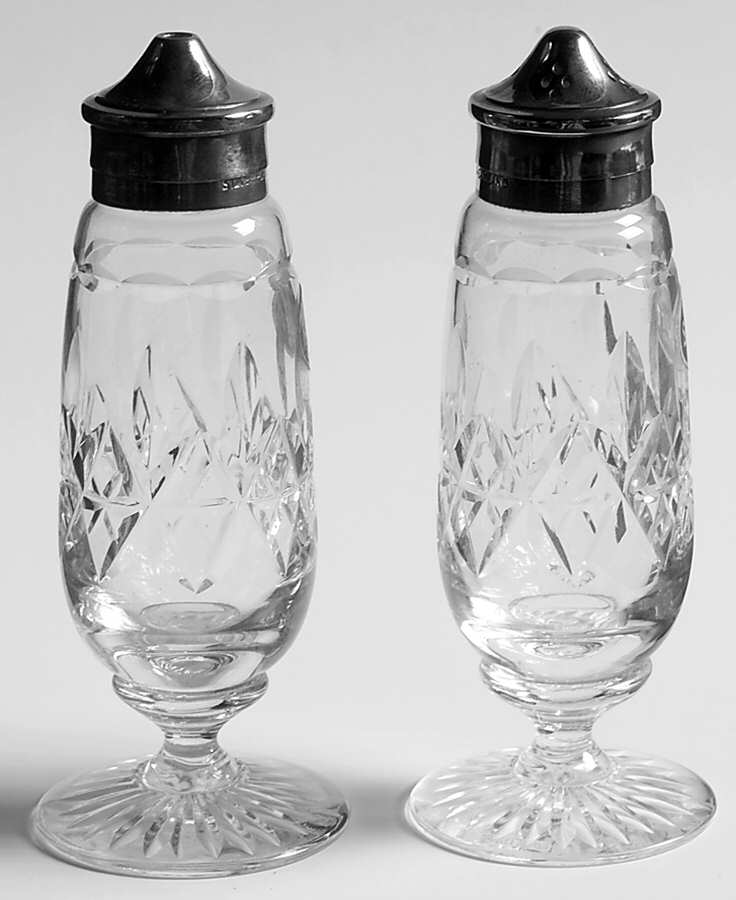 Glencoe Clear Footed Salt and Pepper with Metal Lids by Stuart-1