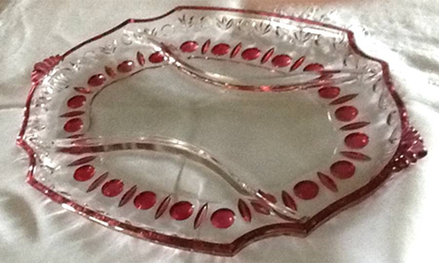 Classique-Cranberry Flash 13" and Over Divided Platter by Rainbow Art Glass-1