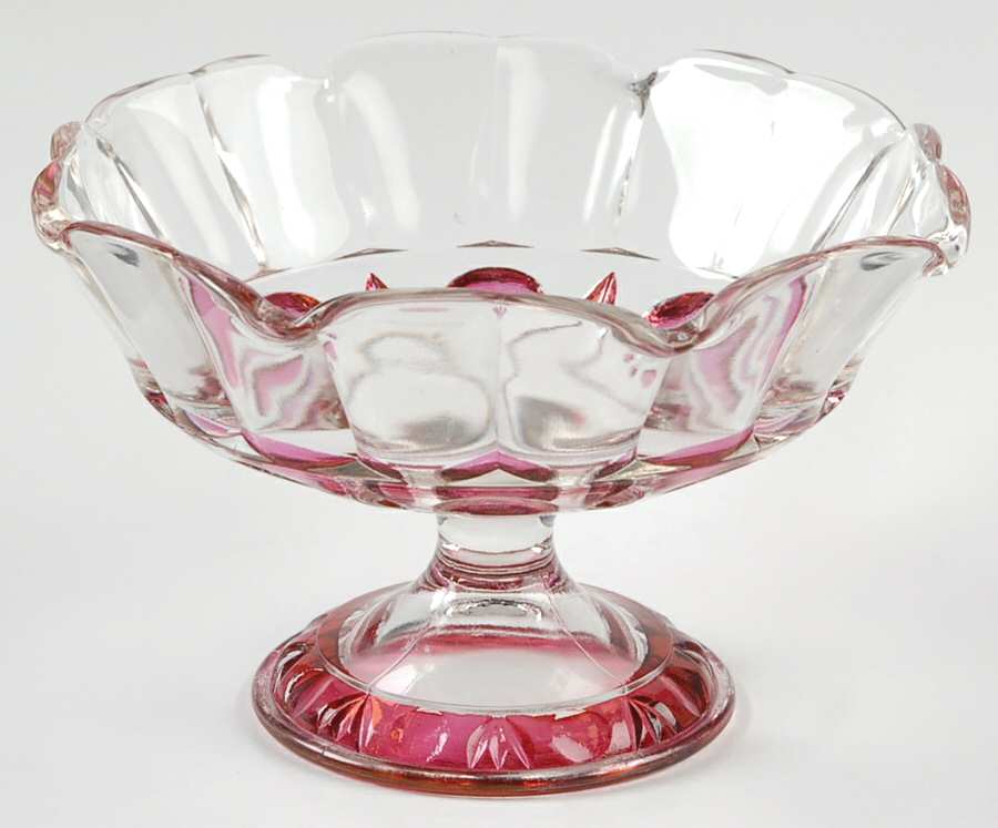 Classique-Cranberry Flash Round Compote (Height X Width) by Rainbow Art Glass-1