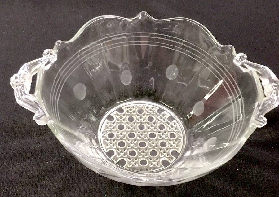 Cut 3001 (Pressed Foot, Bulbous Stem) 7" Handled Bon Bon by Standard Glass-1