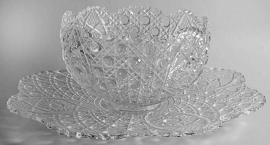 Daisy and Button Clear (Punch Set) Punch Bowl with Underplate by Smith Glass -1