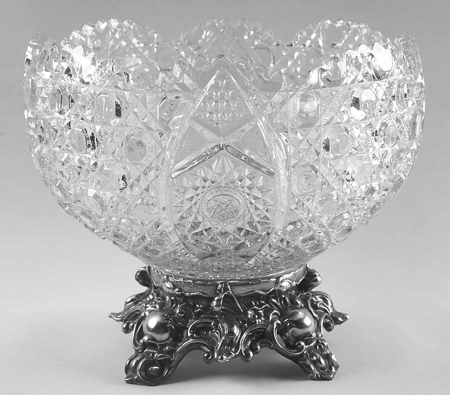 Daisy and Button Clear (Punch Set) Punch Bowl W/Metal Stand by Smith Glass -1