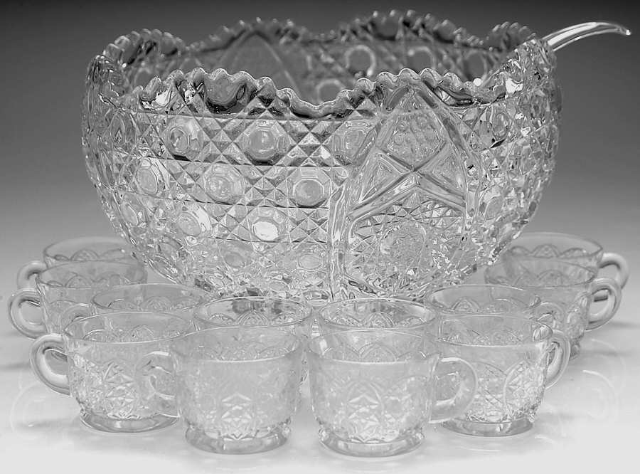 Daisy and Button Clear (Punch Set) (14 Pc) Punch Set (Bowl,Plastic Ladle,12 PCUM1) by Smith Glass -1