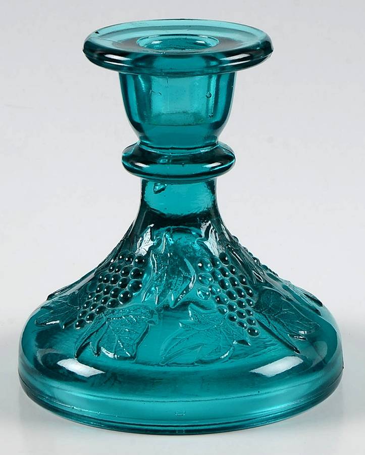 Vintage Blue Single Light Candlestick by Smith Glass -1