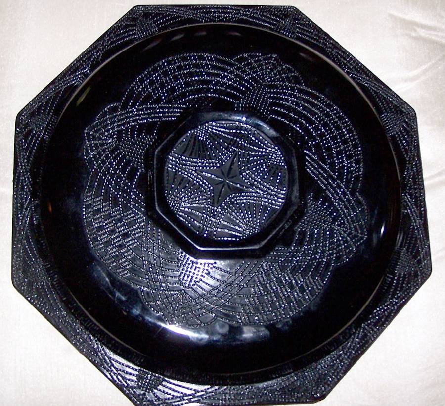 Romanesque Black 11" Shallow Round Bowl by Smith Glass -1