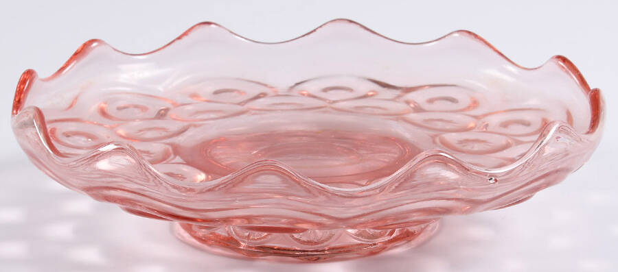 Moon and Star Pink 7" Footed Plate by Smith Glass -1