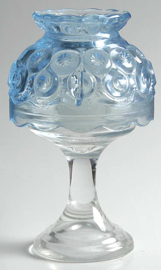 Moon and Star Light Blue (2 Piece) Plain Base Candle Lamp by Smith Glass -1