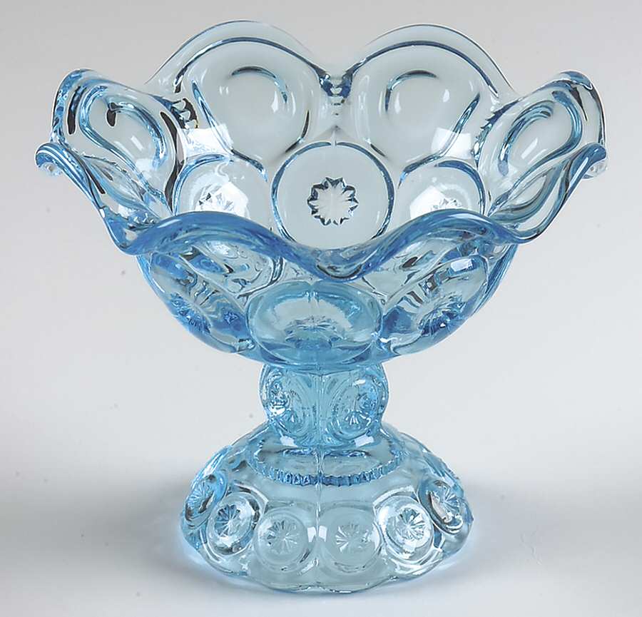 Moon and Star Light Blue Crimped Round Compote (Height X Width) by Smith Glass -1