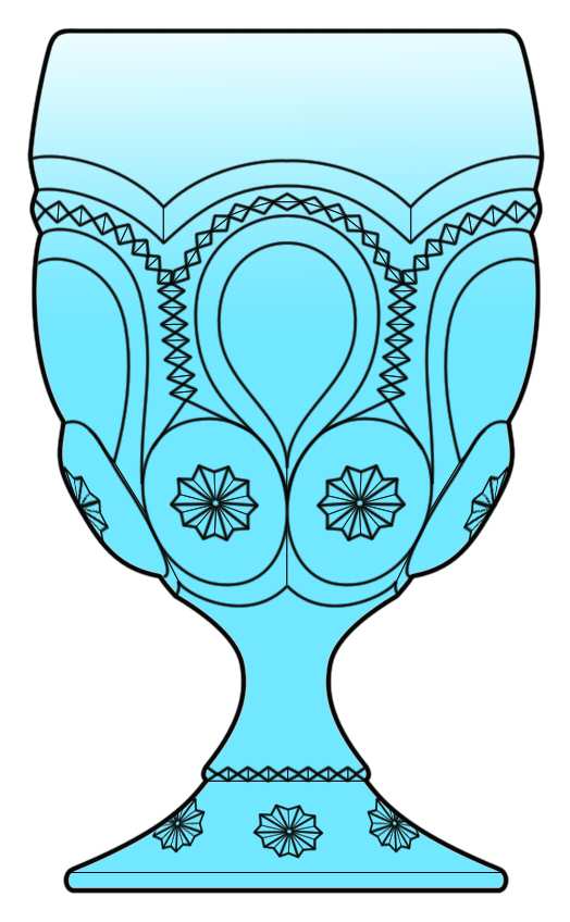 Moon and Star Light Blue Water Goblet by Smith Glass -1