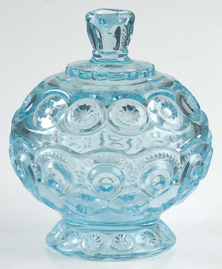 Moon and Star Light Blue Candy Dish & Lid by Smith Glass -1