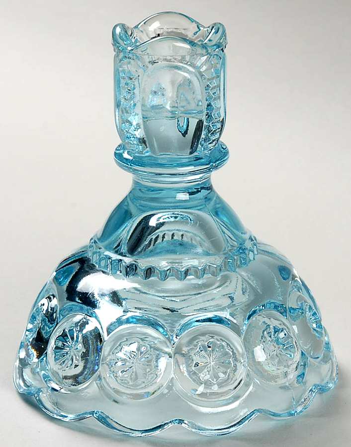 Moon and Star Light Blue Single Light Candlestick by Smith Glass -1