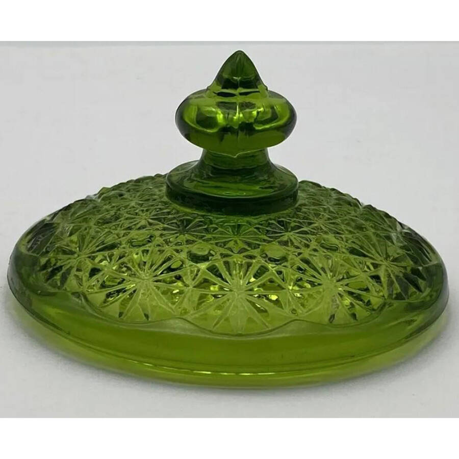 Daisy and Button Green Lid for Candy Dish by Smith Glass -1