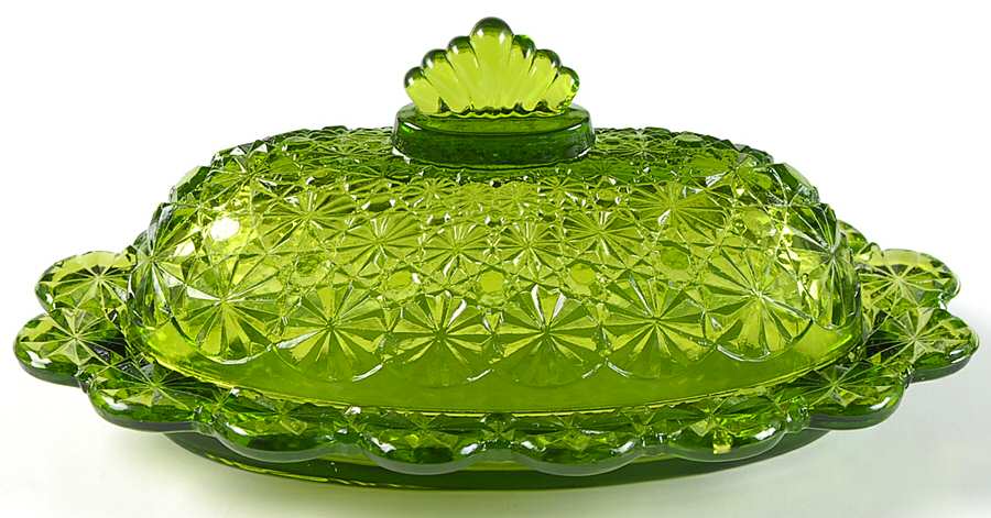 Daisy and Button Green 1/4 Pound Covered Butter by Smith Glass -1