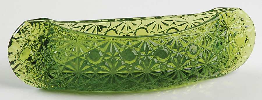 Daisy and Button Green Small Canoe Shape Bowl by Smith Glass -1