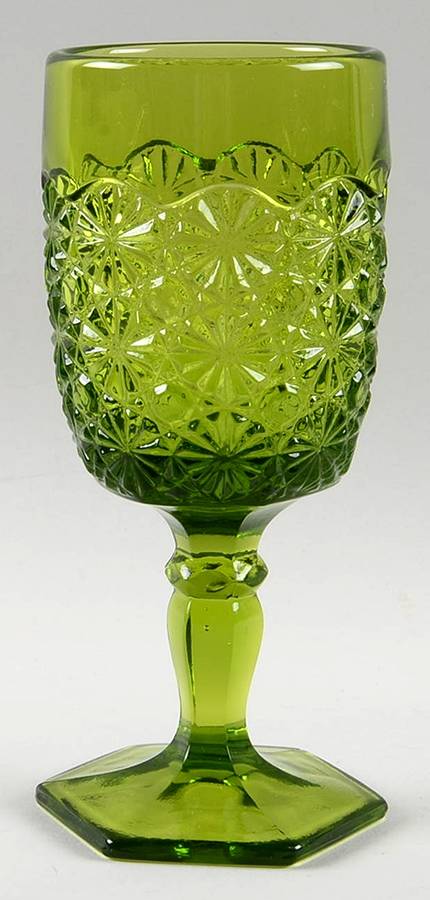 Daisy and Button Green Water Goblet by Smith Glass -1