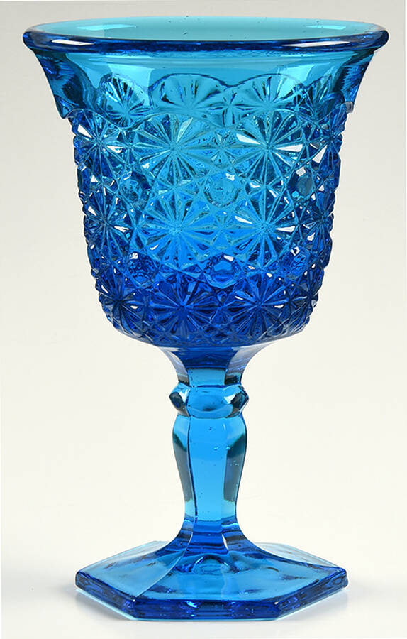 Daisy and Button Blue Water Goblet by Smith Glass -1