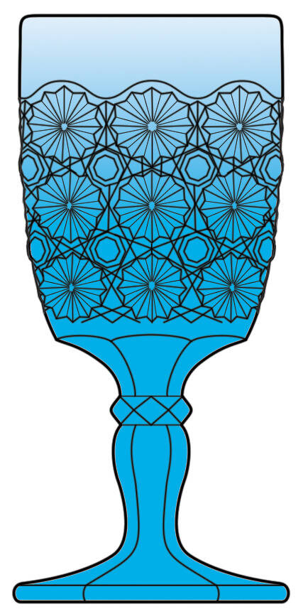 Daisy and Button Blue Water Goblet by Smith Glass -1