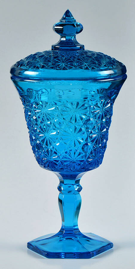 Daisy and Button Blue Candy Dish & Lid by Smith Glass -1
