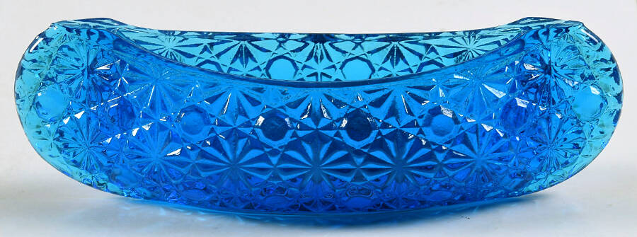 Daisy and Button Blue Small Canoe Shape Bowl by Smith Glass -1