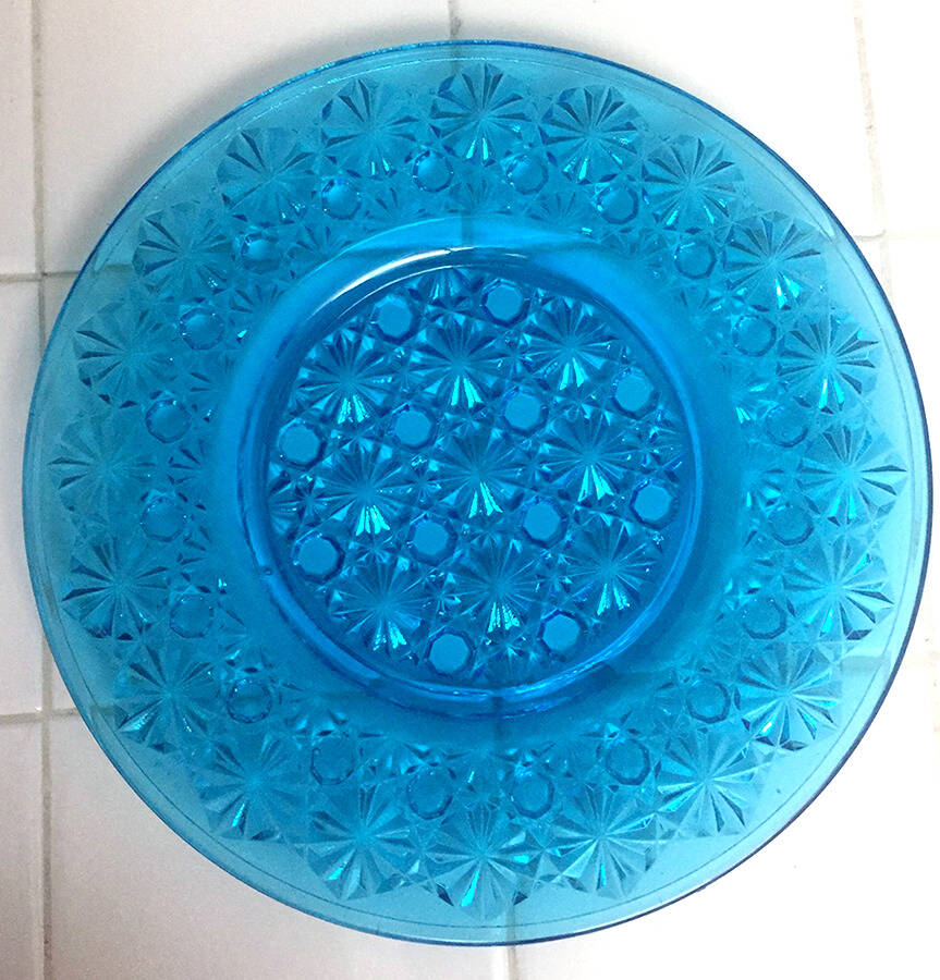 Daisy and Button Blue Salad Plate by Smith Glass -1