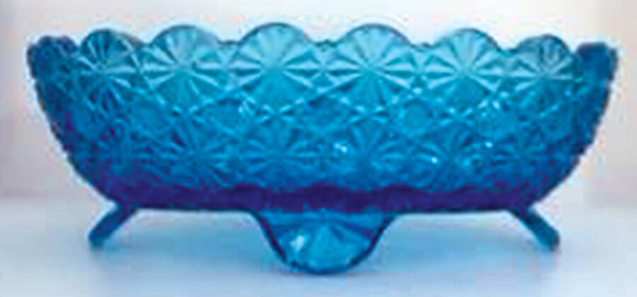 Daisy and Button Blue 6" Oval Bon Bon by Smith Glass -1