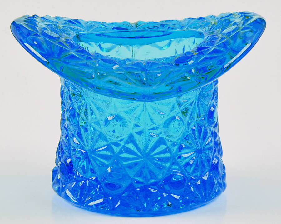Daisy and Button Blue 2" Topper (Top Hat) by Smith Glass -1