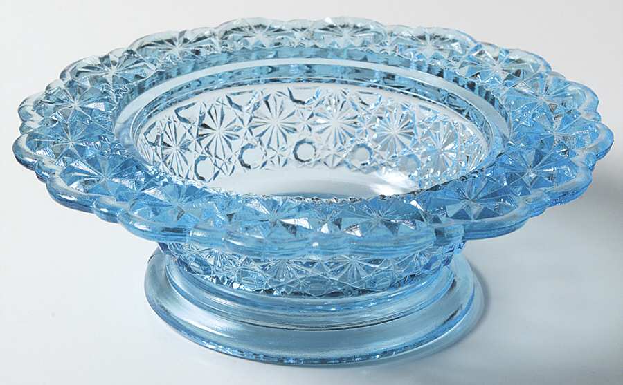 Daisy and Button Blue Candy Box No Lid by L G Wright Glass-1