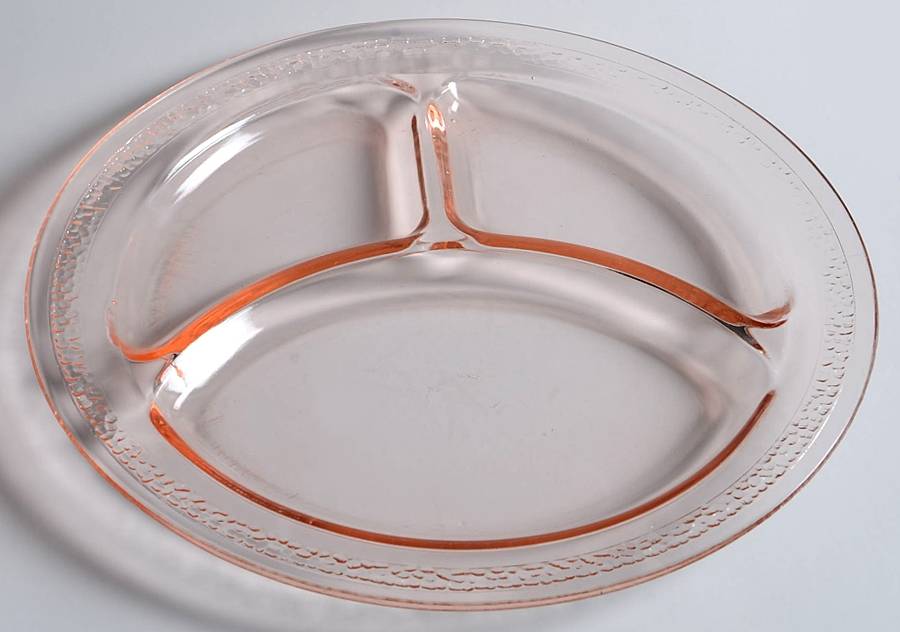 Pebbled Rim Pink Grill Plate by Smith Glass -1