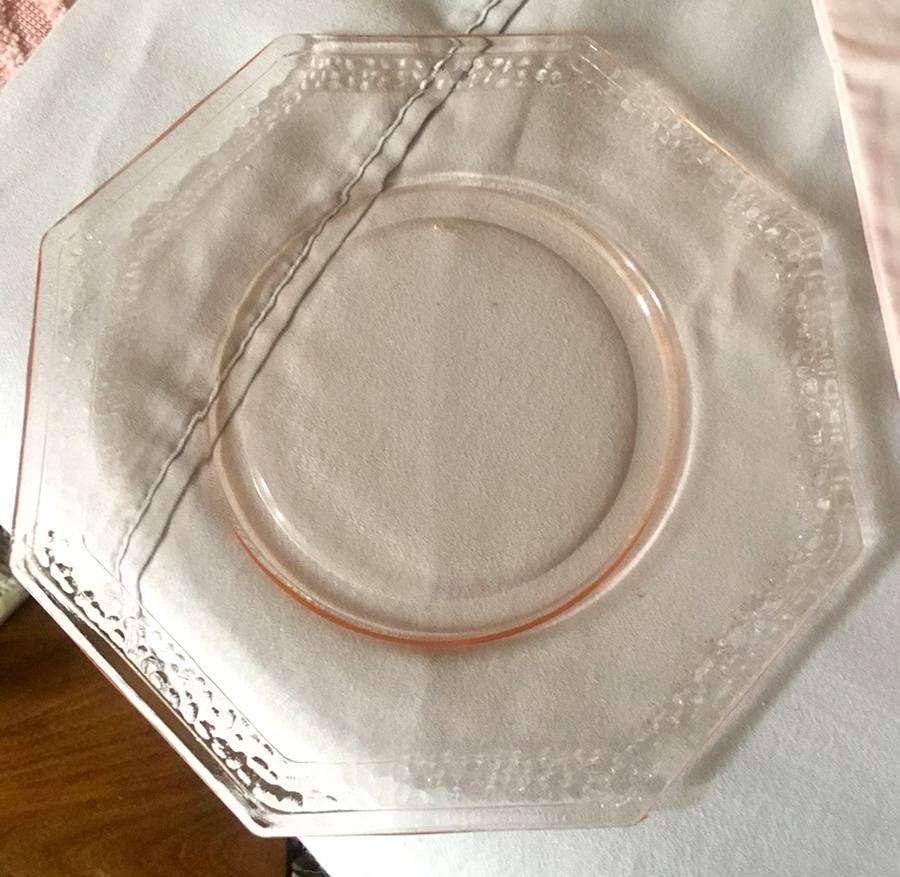 Pebbled Rim Pink 7" Salad Plate by Smith Glass -1