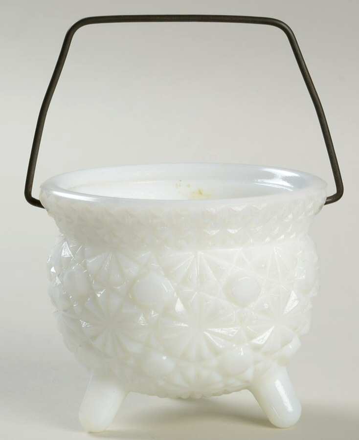 Daisy and Button Milk Glass Kettle Toothpick Holder by Smith Glass -1