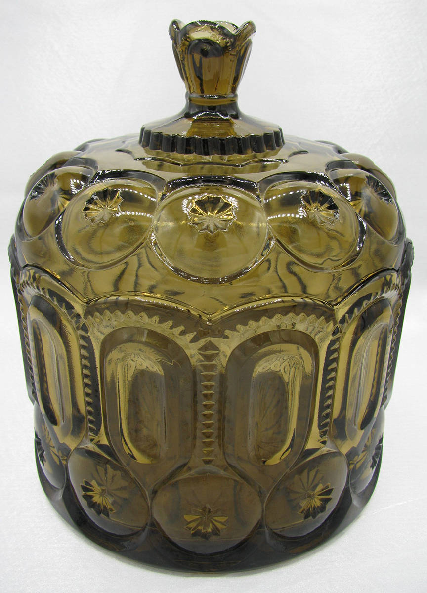 Moon and Star Brown Cookie Jar & Lid by Smith Glass -1